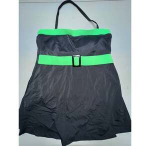 I.F. It Figures Slender Thighs Swim Dress Black & Lime Women Plus 20W